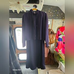 Elegant Navy Blue Women's 2 Piece Skirt Set